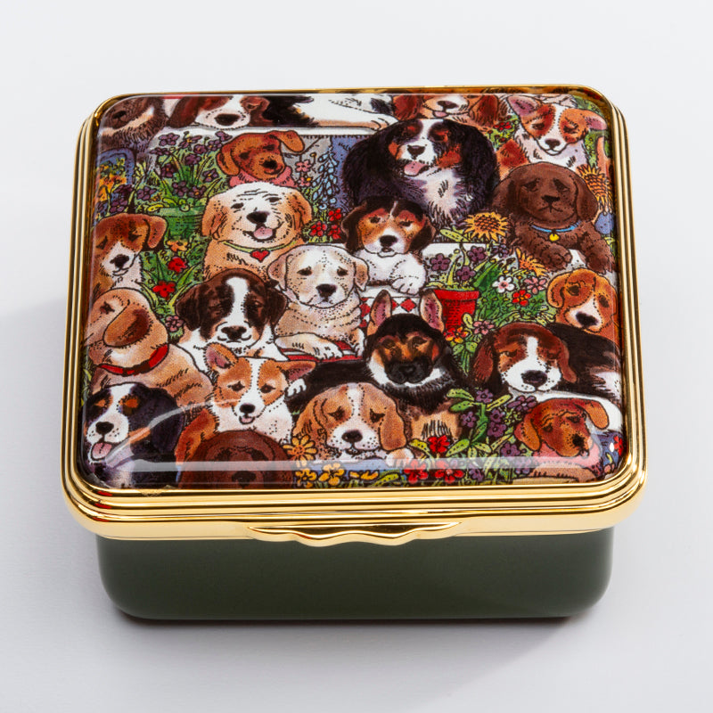 HALCYON DAYS ENAMELS プードル Dogs Leave Pawprints On Your Heart Enamel Box - Personalised