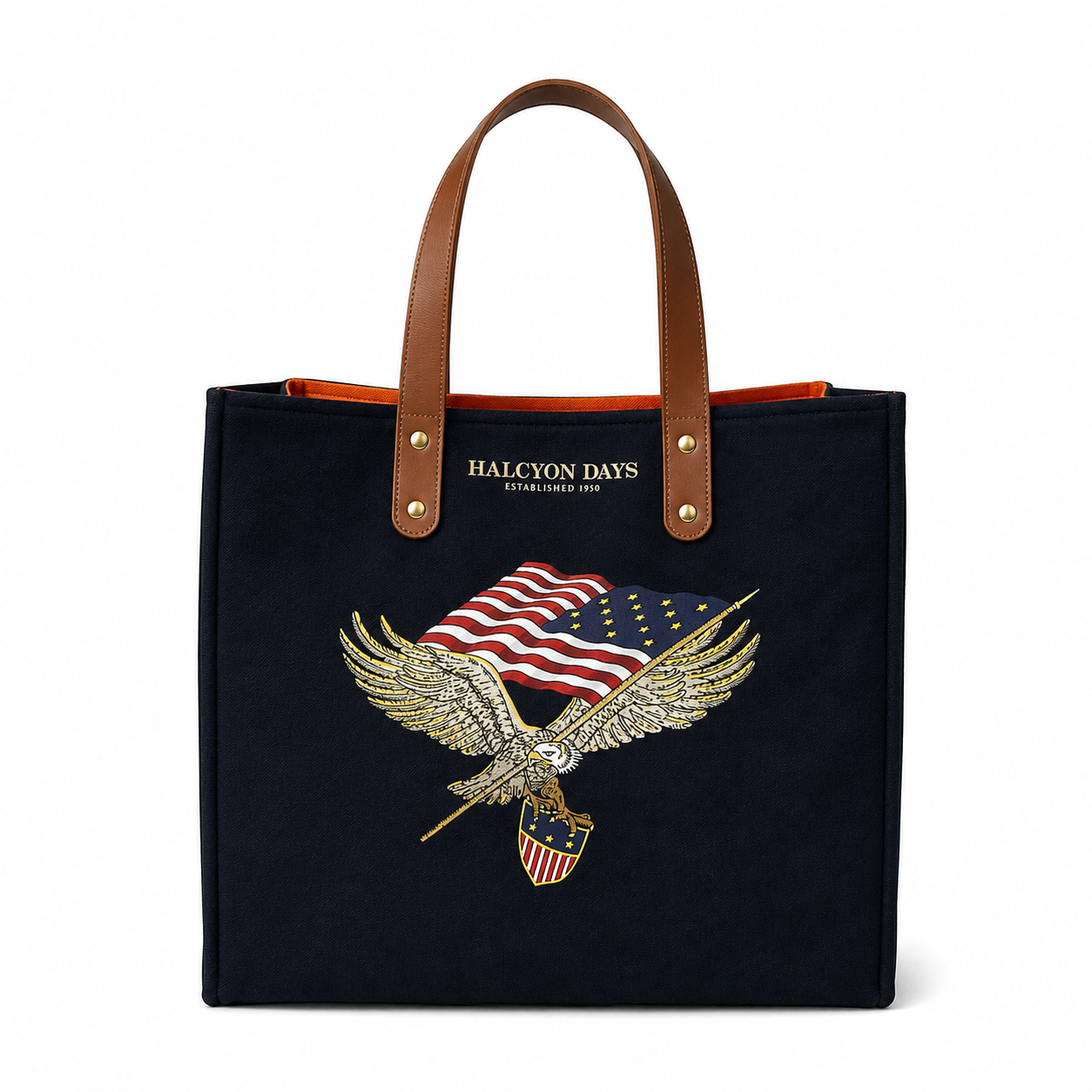 Navy Canvas Backpack Tote with American Flag Patch - Casual Everyday Bag Patriotic USA Blue Canvas Tote – Upcycled Military Canvas  main image 4