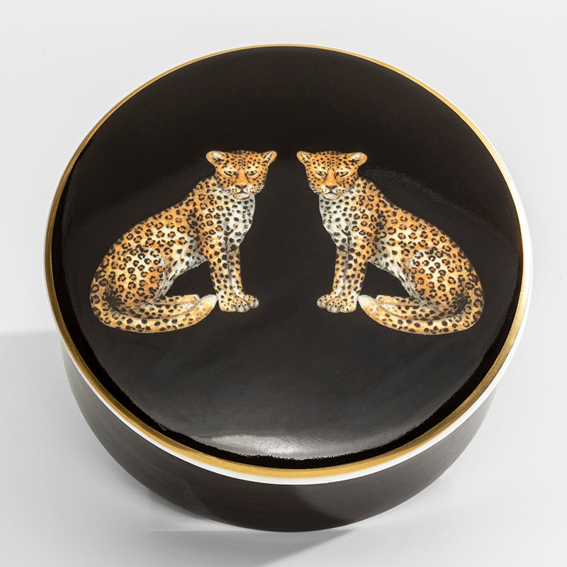 Twin Leopard Black Trinket Box | Halcyon Days – HALCYON DAYS