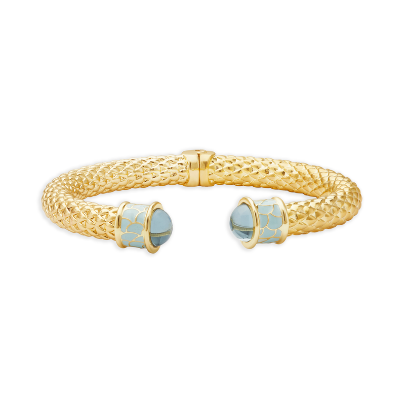 Minoan Torque Aquamarine & Gold Bangle