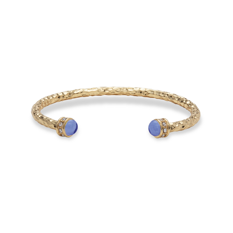 Hammered Torque Forget-Me-Not Blue & Gold Bangle