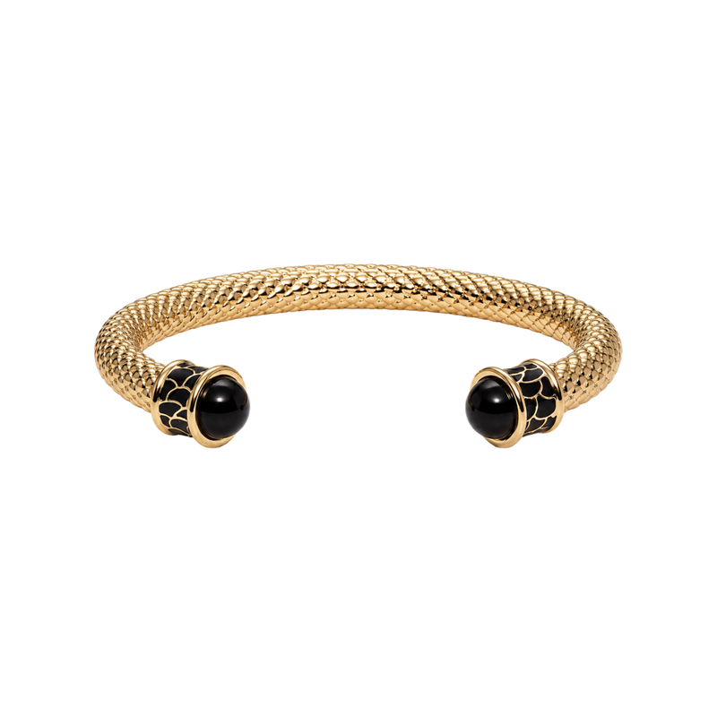 Salamander Torque Bangle in Black & Gold