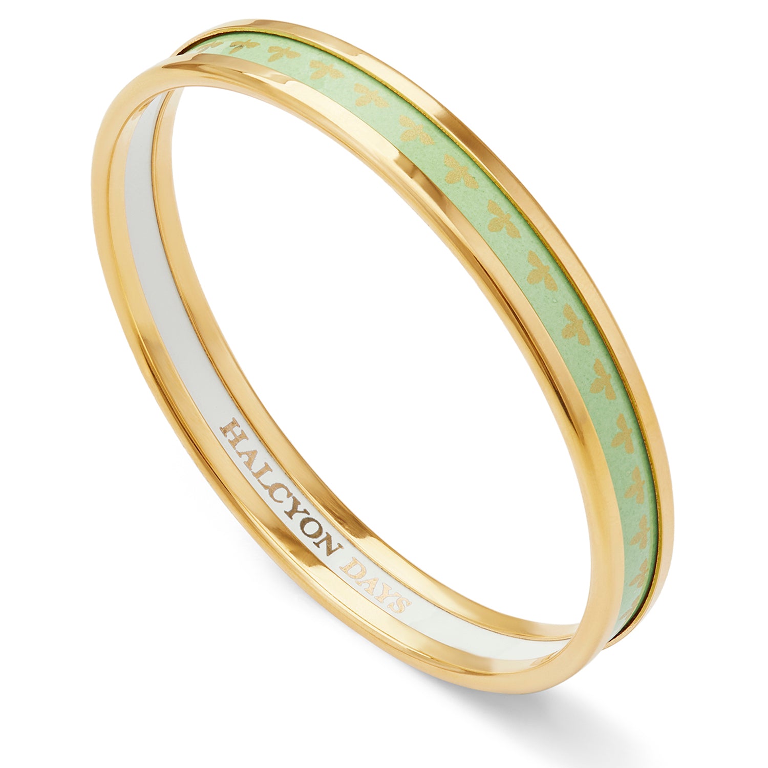HALCYON DAYS ゴールドグリーンブレスレット Glaze & Gordon Foxy Push-On Bangle by Halcyon Days