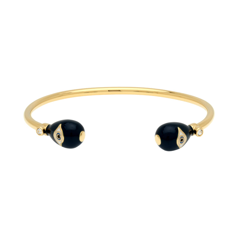 Evil Eye Midnight Blue & Gold Torque Bangle