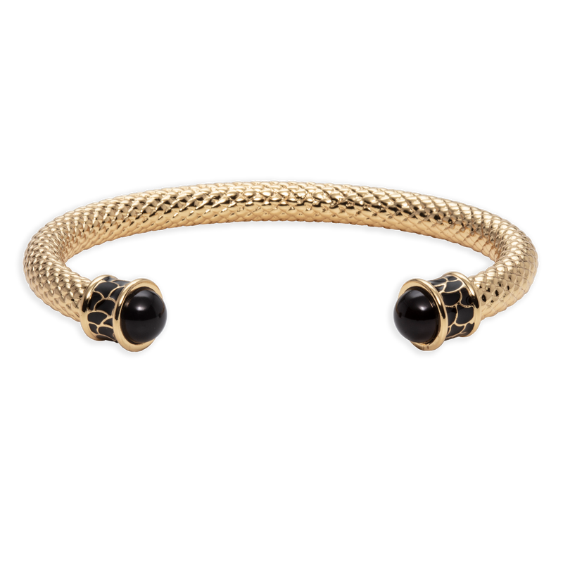 Salamander Torque Bangle in Black & Gold