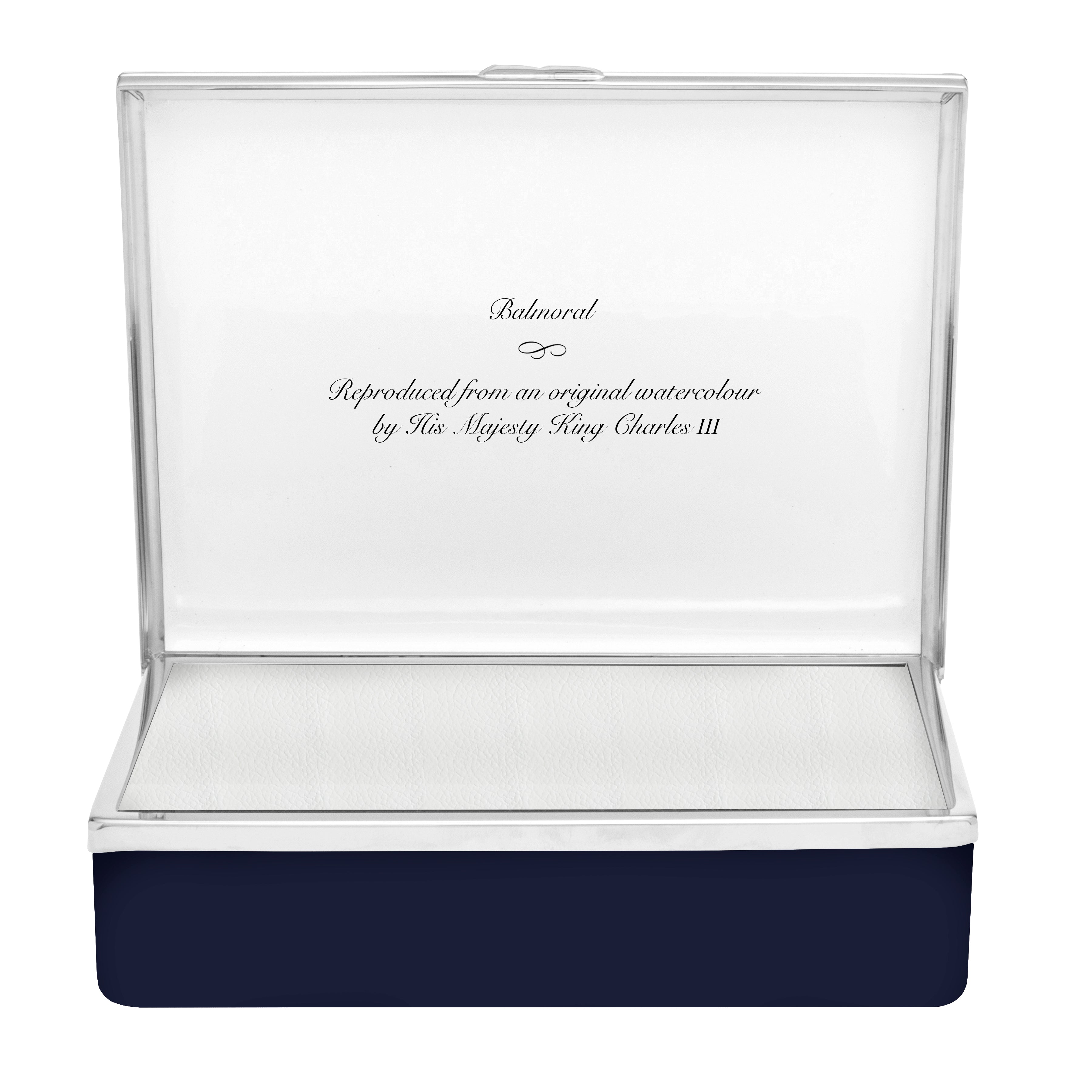 Balmforth Box HM King's Watercolour - Balmoral Castle Leather-lined Enamel Box ...