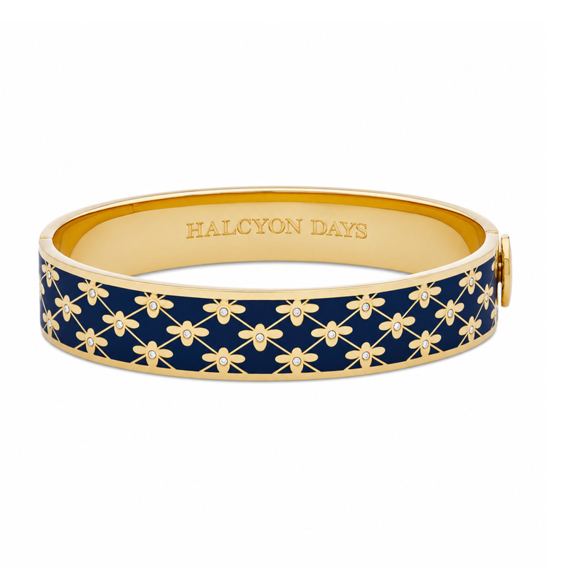 Bee Sparkle Hinged Bangle in Estate Blue & Gold