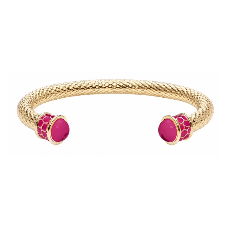 Salamander Torque Bangle in Pink Tourmaline & Gold