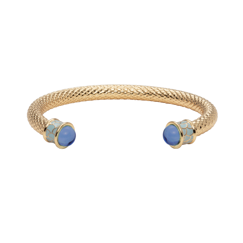 Salamander Torque Forget-Me-Not Blue & Gold Bangle