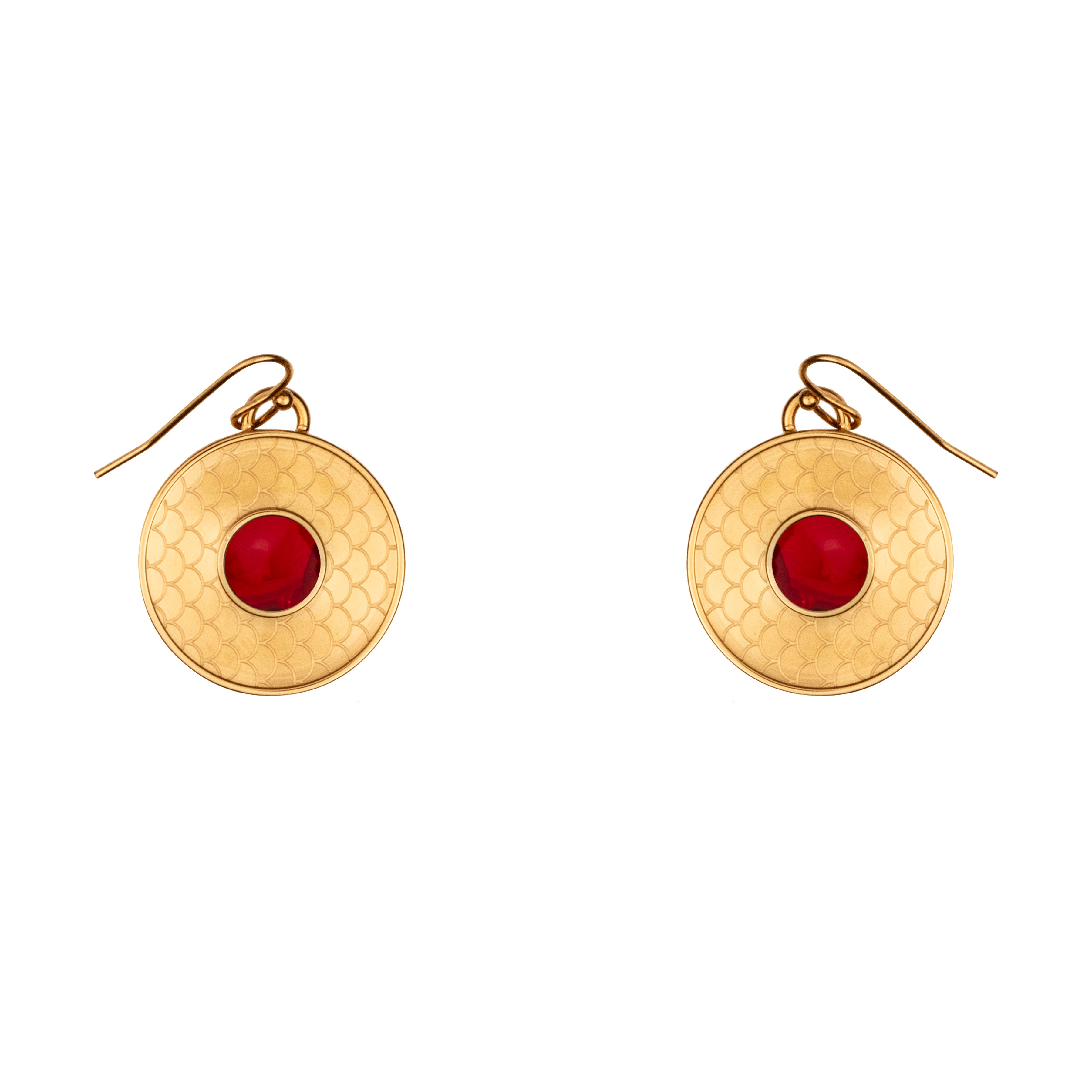 Salamander Cabochon Earrings in Ruby & Gold – HALCYON DAYS