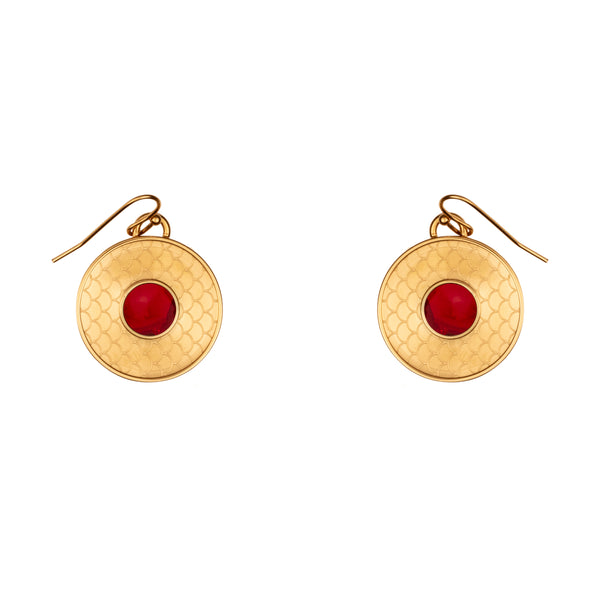Salamander Cabochon Earrings in Ruby & Gold – HALCYON DAYS