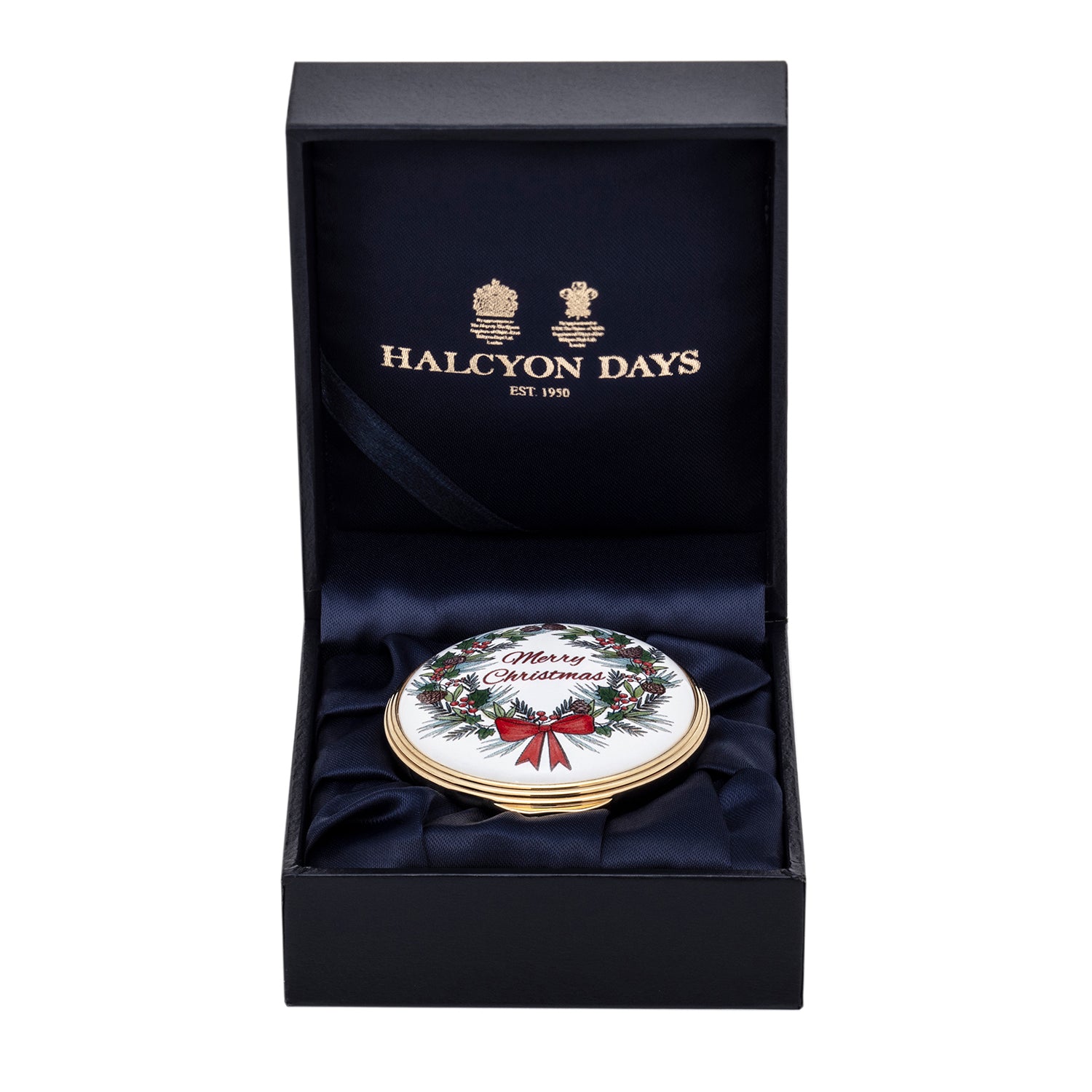 HALCYON DAYS クリスマスツリー エナメル Merry Christmas Wreath Enamel Box – HALCYON DAYS