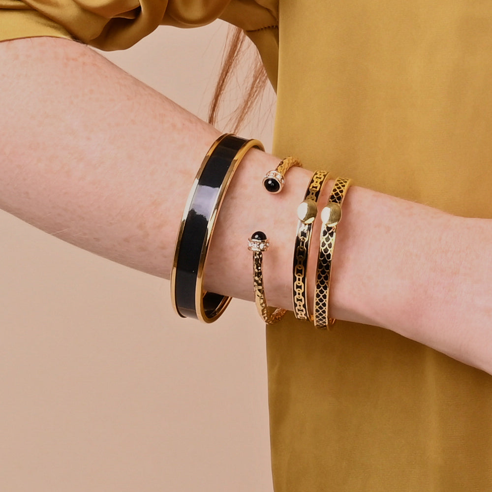 Hammered Torque Black & Gold Bangle | Halcyon Days – HALCYON DAYS