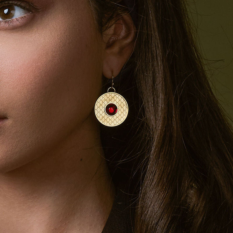 Salamander Cabochon Earrings in Ruby & Gold – HALCYON DAYS