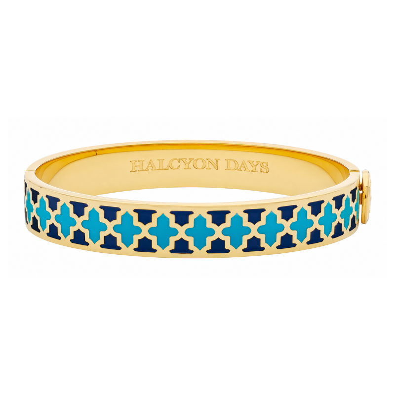 Agama Two Tone Hinged Bangle in Estate Blue & Turquoise