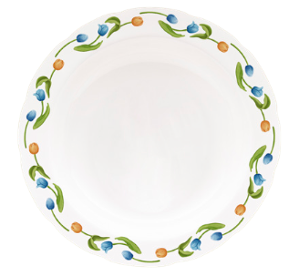 Decorative plate with colorful floral pattern on a white background