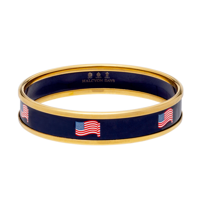 The Stars & Stripes Enamel Bangle in Navy & Gold