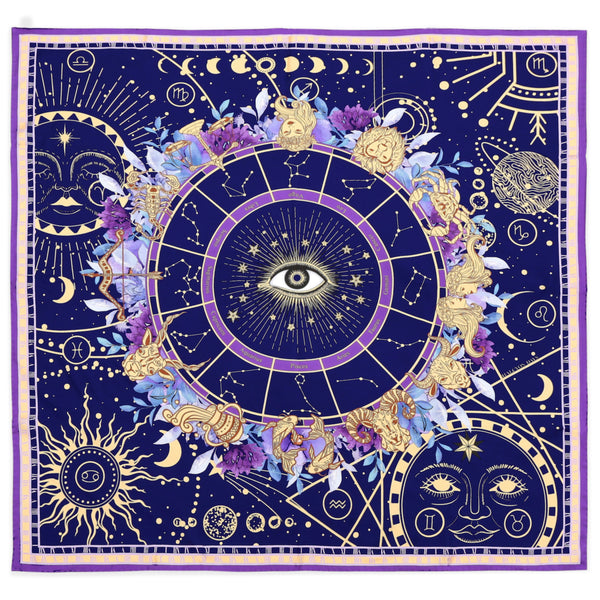スカーフ Elios Silk Scarf Adorned With Zodiac Illustrations Elios Silk Scarf With Zodiac Sign - Black - Women | FOULARDTORO
