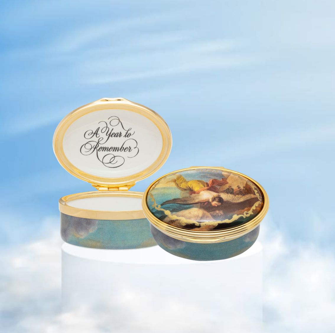 y2162/ HALCYON DAYS ENAMELS 2001 ハルシオンデイズエナメル ケース 小物入れ ピルケース Christmas クリスマス 現状品