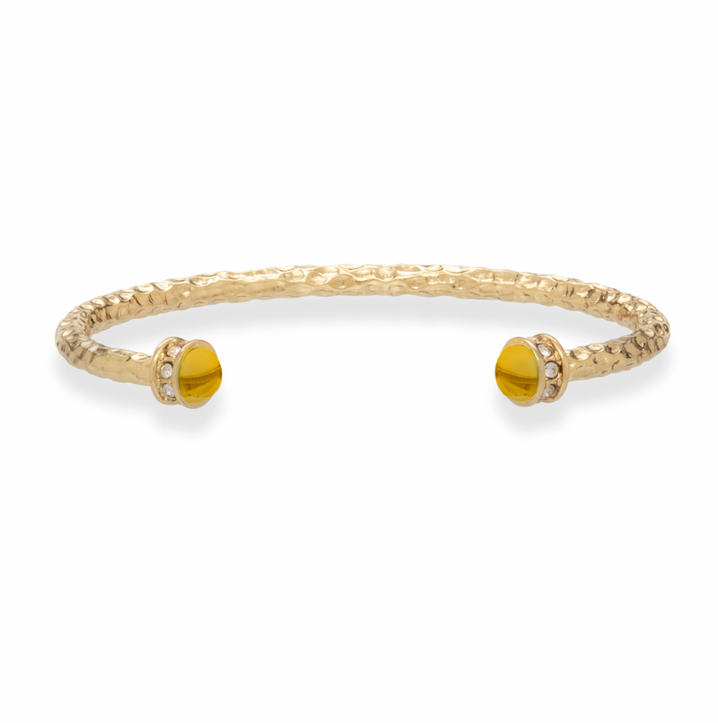 Hammered Torque Bangle in Citrine & Gold