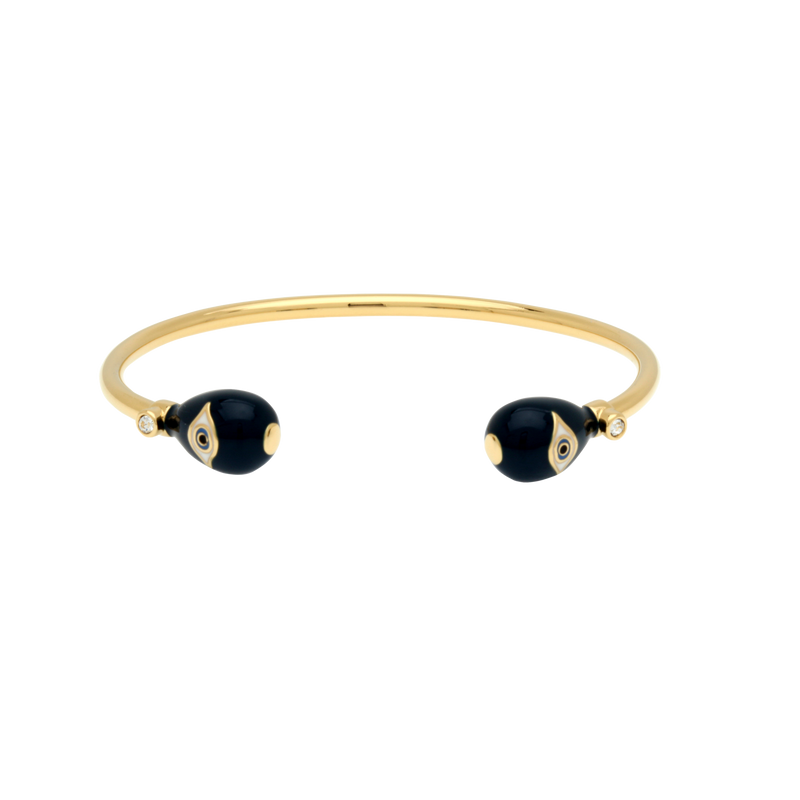 Evil Eye Torque Bangle in Midnight Blue & Gold
