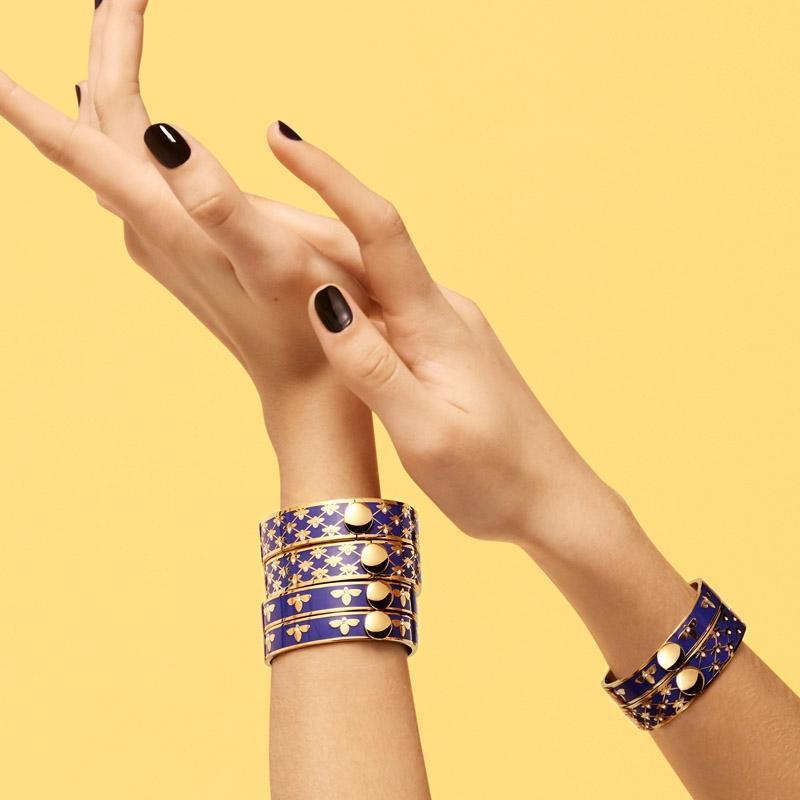 Bee Sparkle Trellis Cobalt Gold Bangle