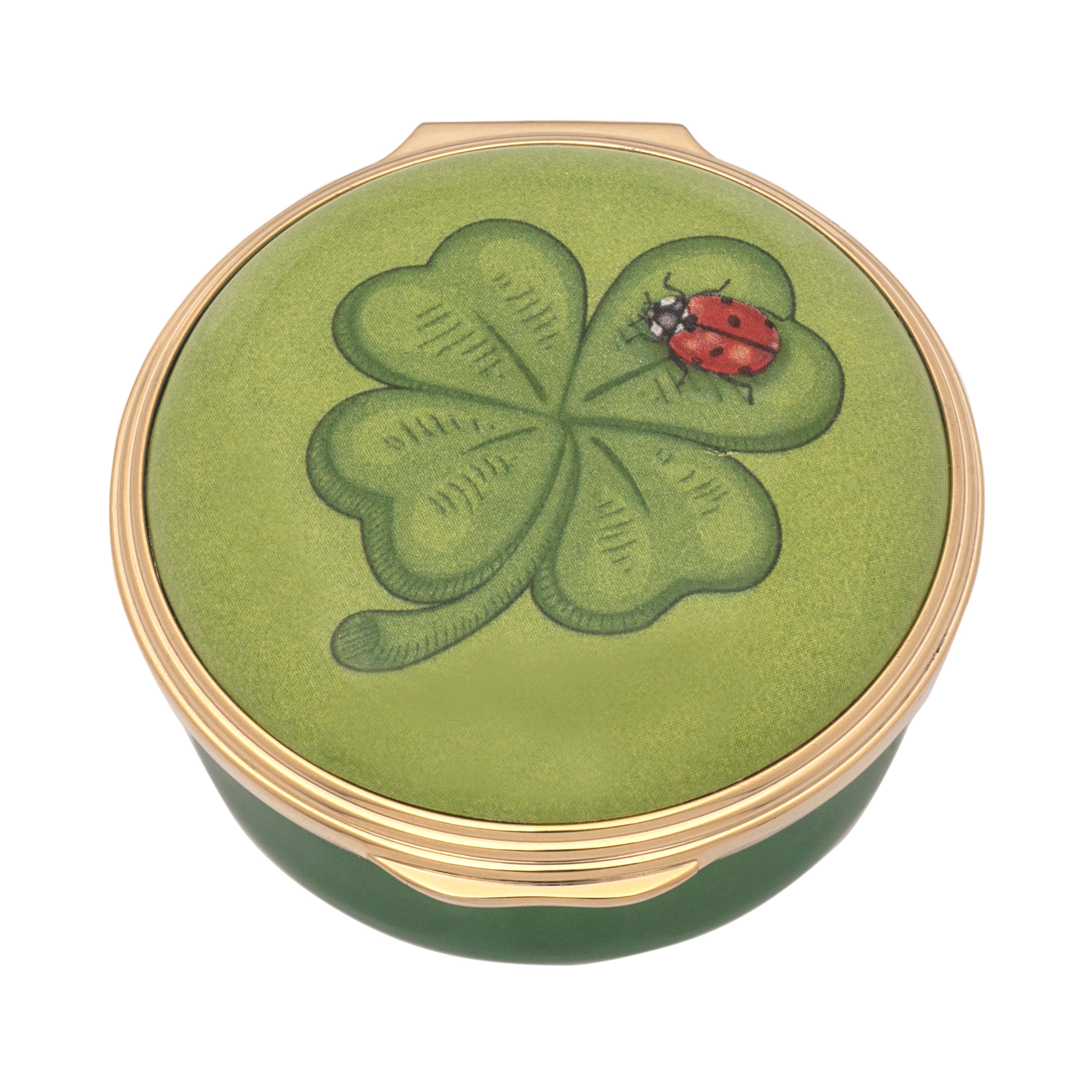 "Good Luck" green Enamel Box