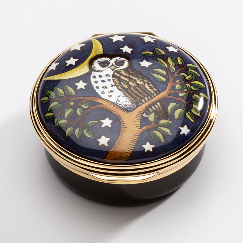 "Too-Wit Too-Woo" owl Enamel Box