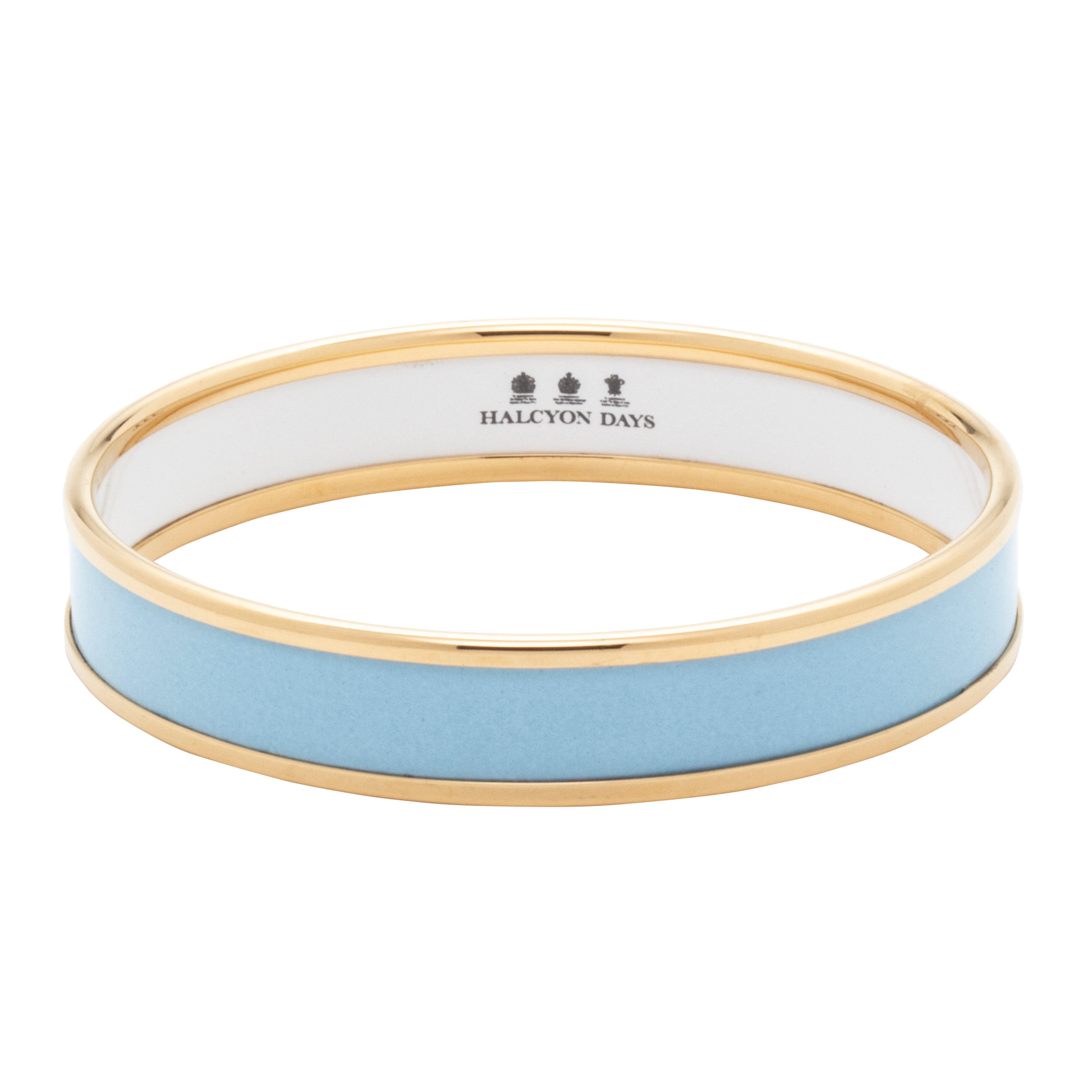 Women's enamel bangle in forget-me-not with gold rims