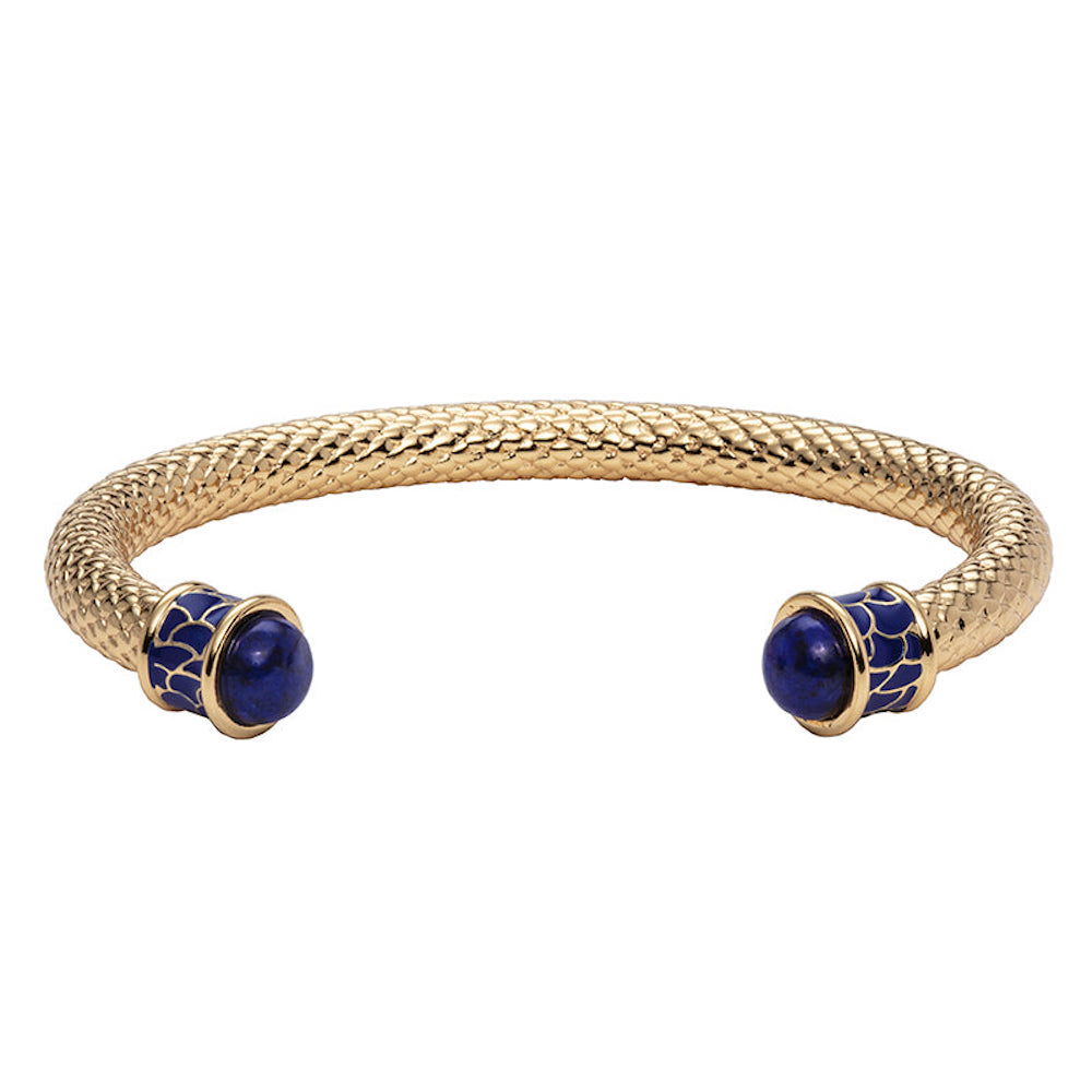 Salamander Torque Deep Cobalt & Gold Bangle | Halcyon Days – Halcyon Days