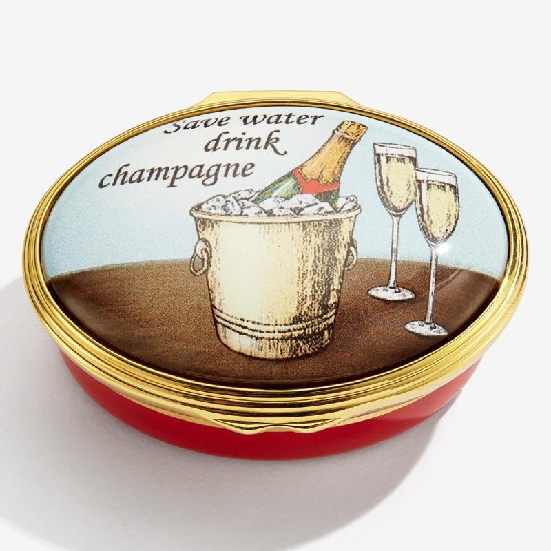 "Save Water, Drink Champagne" Enamel Box