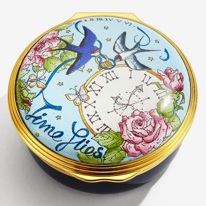 "Time Flies" friendship Enamel Box